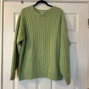 L. L. Bean Men's Wool Blend Cable Knit Sweater Light Green Size Large Fisherman